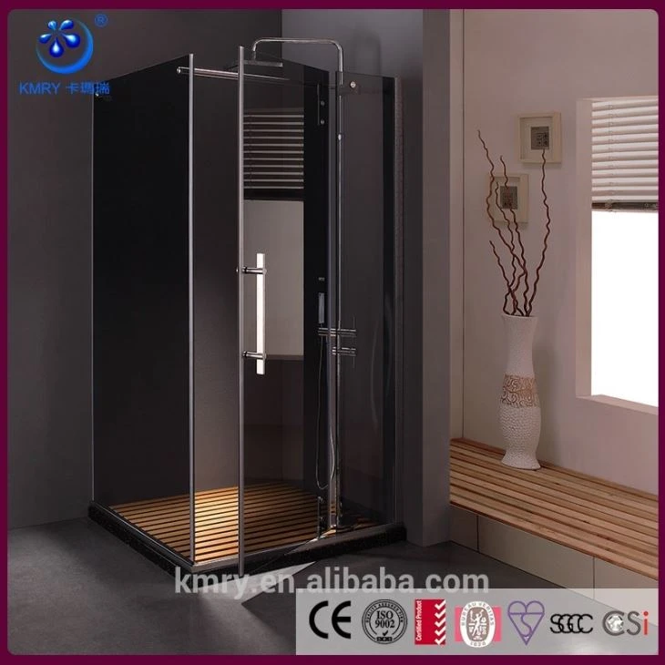 Frameless pivot kare douch pòt, 34-36 pous lajè, 3/8 pous vè, chrome fini (KK8011)