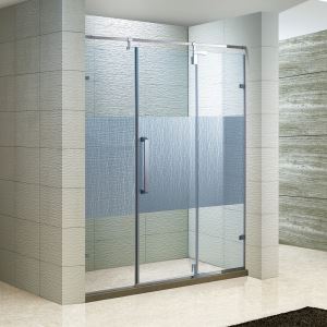 Frameless Ginged beny douch patiraj, de panèl fiks, 55 pous W, 3/8 pous vè, Chrome fini (KD3503)