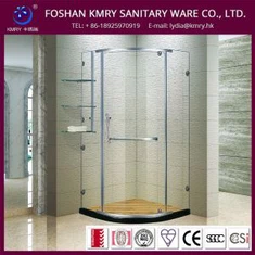 Frameless Diamond douch beny ekran ak pòt pivot ak etajè vè, chrome fini (KK3038)